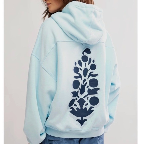 FP Movement by Free People Tops - Free People x Movement Final Call Logo Hoodie in Retro Blue Size Small